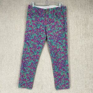 Lilly Pulitzer Pants Women 6 Green Pink Worth Skinny Mini Floral Print Mid Rise